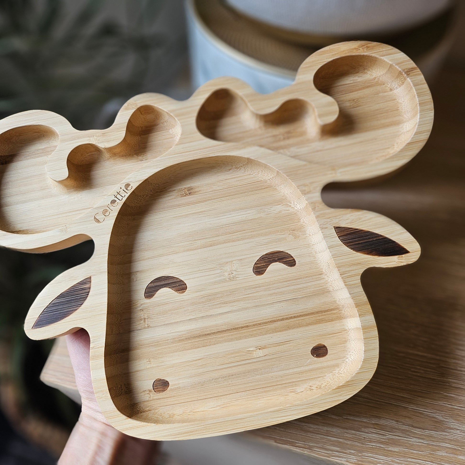 Barnetallerken i bambus med sugekopp og skje | Elgen Elmer