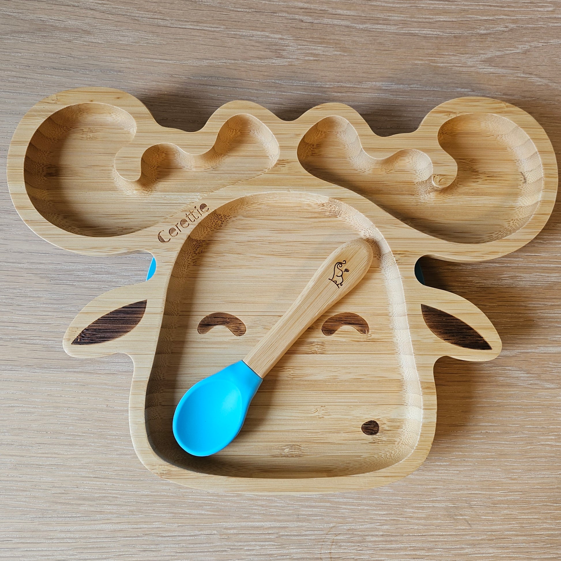 Barnetallerken i bambus med sugekopp og skje | Elgen Elmer